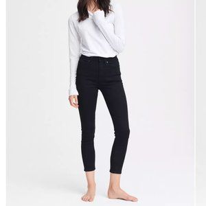 Rag & Bone Black High Rise Ankle Skinny Raw Hem Nina Jeans 25